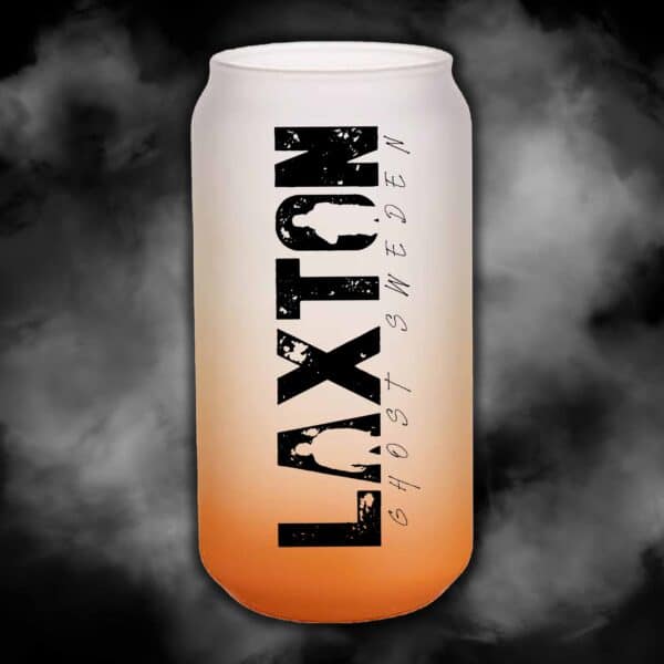 Orange gradient glas med LaxTon Ghost Sweden-logotyp